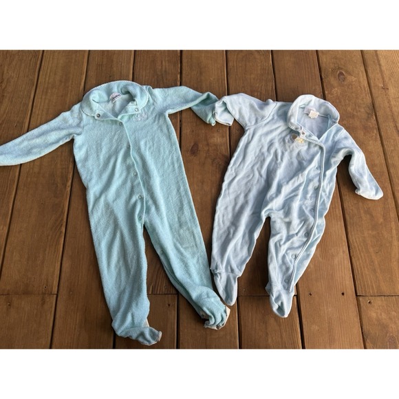 Carter's Other - Vintage 70s 80s Carter's Baby Size 3-6 & 6-9 Months Footed Sleeper Pajamas Blue
